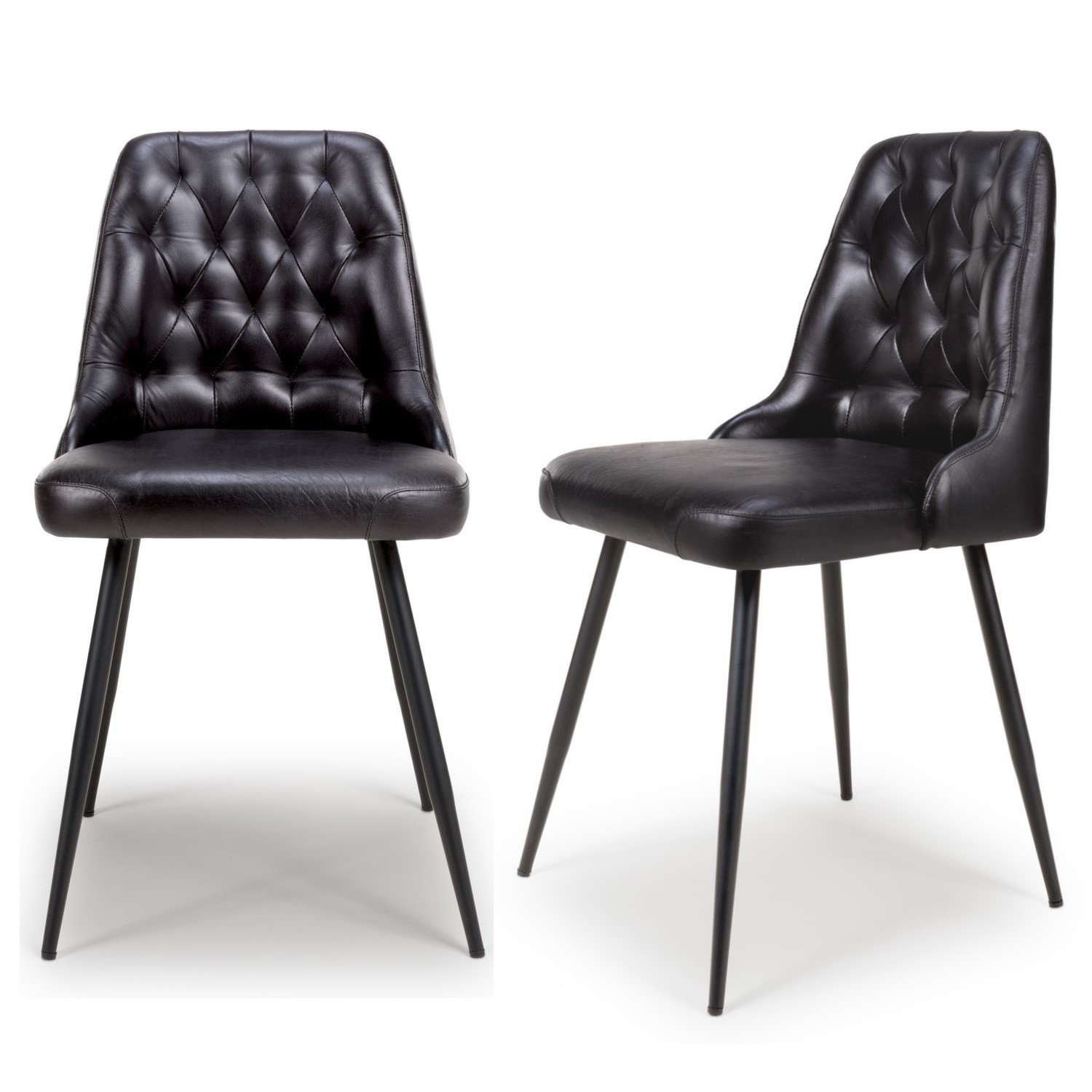 Read more about Set of 2 real leather black dining chair with quilted back jaxson